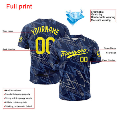 Custom Full Print Design Baseball Jersey navy-gray
