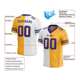 custom authentic split fashion football jersey yellow-white-purple mesh
