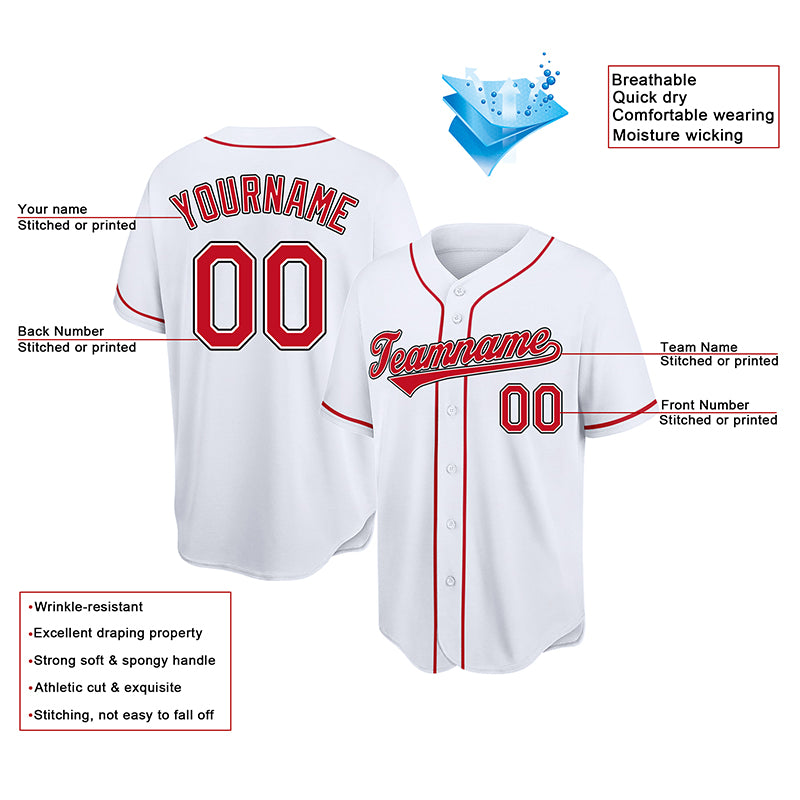 Customized Authentic Baseball Jersey Red-White-Black Mesh – Vients