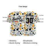 Custom Full Print Design Baseball Jersey white-orange