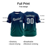 Custom Full Print Design Baseball Jersey green-navy