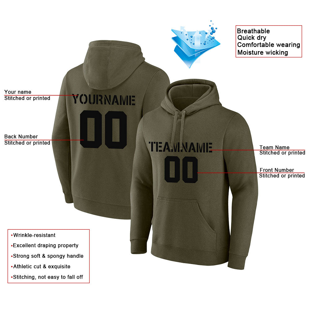 custom authentic pullover sweatshirt hoodie olive-black