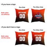 Custom Football Throw Pillow for Men Women Boy Gift Printed Your Personalized Name Number Orange&Brown&White
