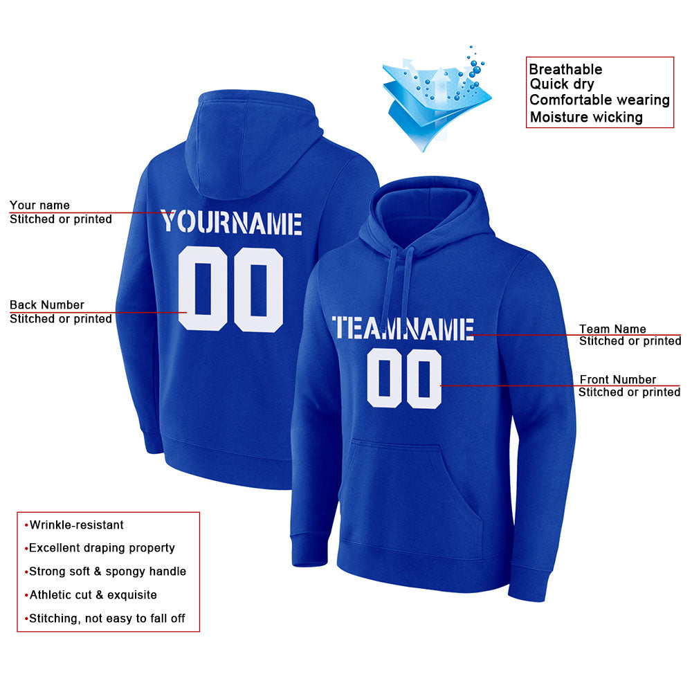 custom authentic pullover sweatshirt hoodie blue-white