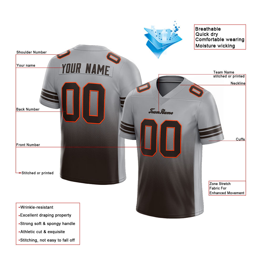 custom authentic gradient fashion football jersey brown-orange-white