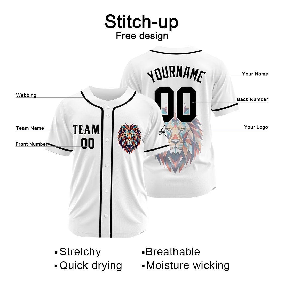 Custom Baseball Uniforms High-Quality for Adult Kids Optimized for Performance White