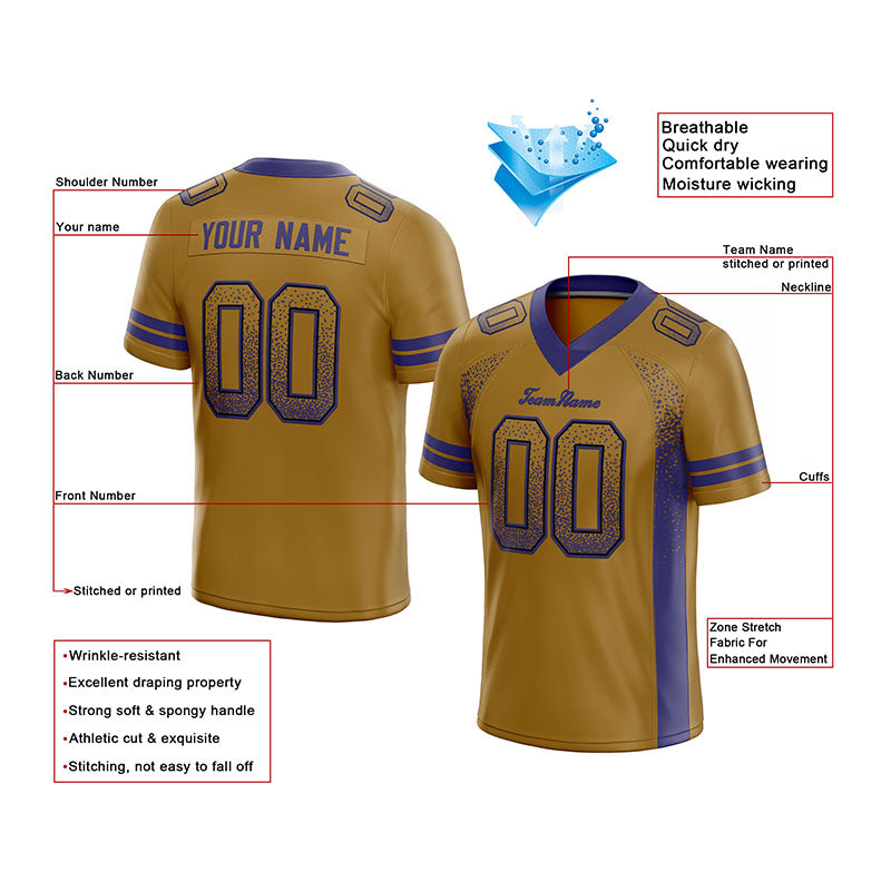 custom authentic drift fashion football jersey gold-purple mesh