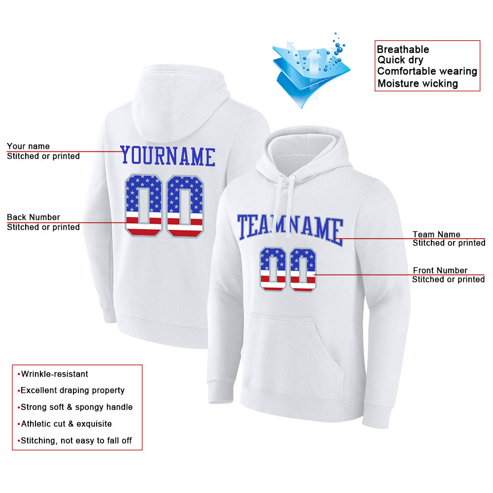 custom authentic pullover sweatshirt hoodie white-royal-red