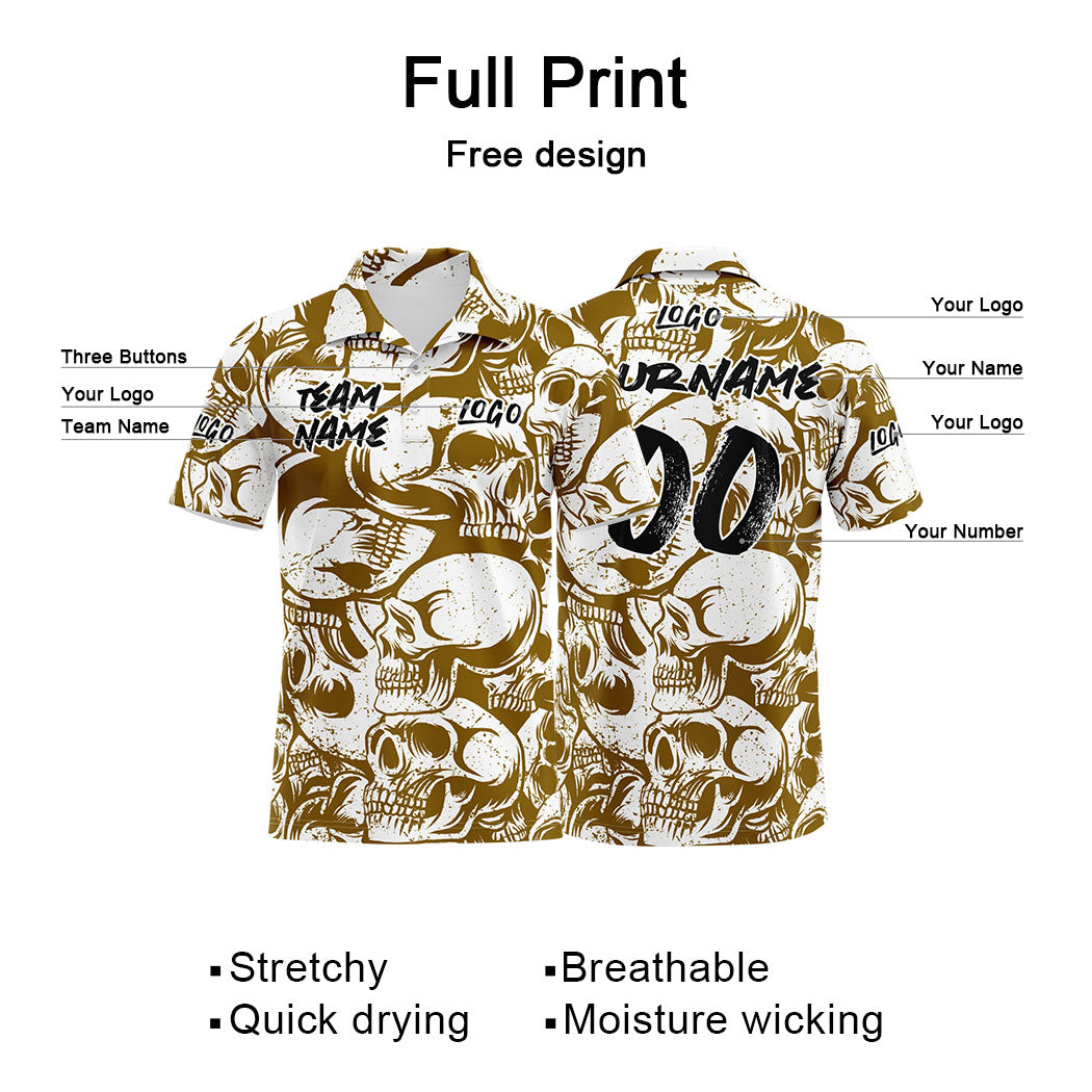 Custom Football Polo Shirts  Add Your Unique Logo/Name/Number Brown&White