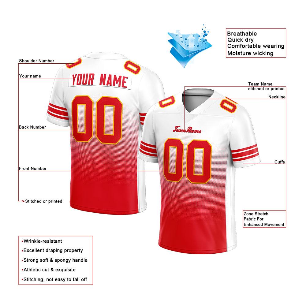 custom authentic gradient fashion football jersey white-red-yellow