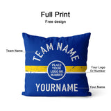 Custom Football Throw Pillow for Men Women Boy Gift Printed Your Personalized Name Number Blue & White & Yellow