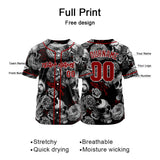 Custom Baseball Jersey Personalized Baseball Shirt for Men Women Kids Youth Teams Stitched and Print Grey&Red