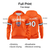 Custom Sweatshirt Hoodie For Men Women Girl Boy Print Your Logo Name Number Orange&White&Navy