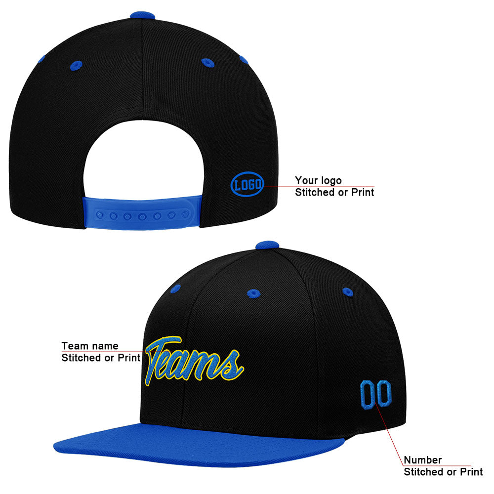 custom authentic hat black-royal-yellow