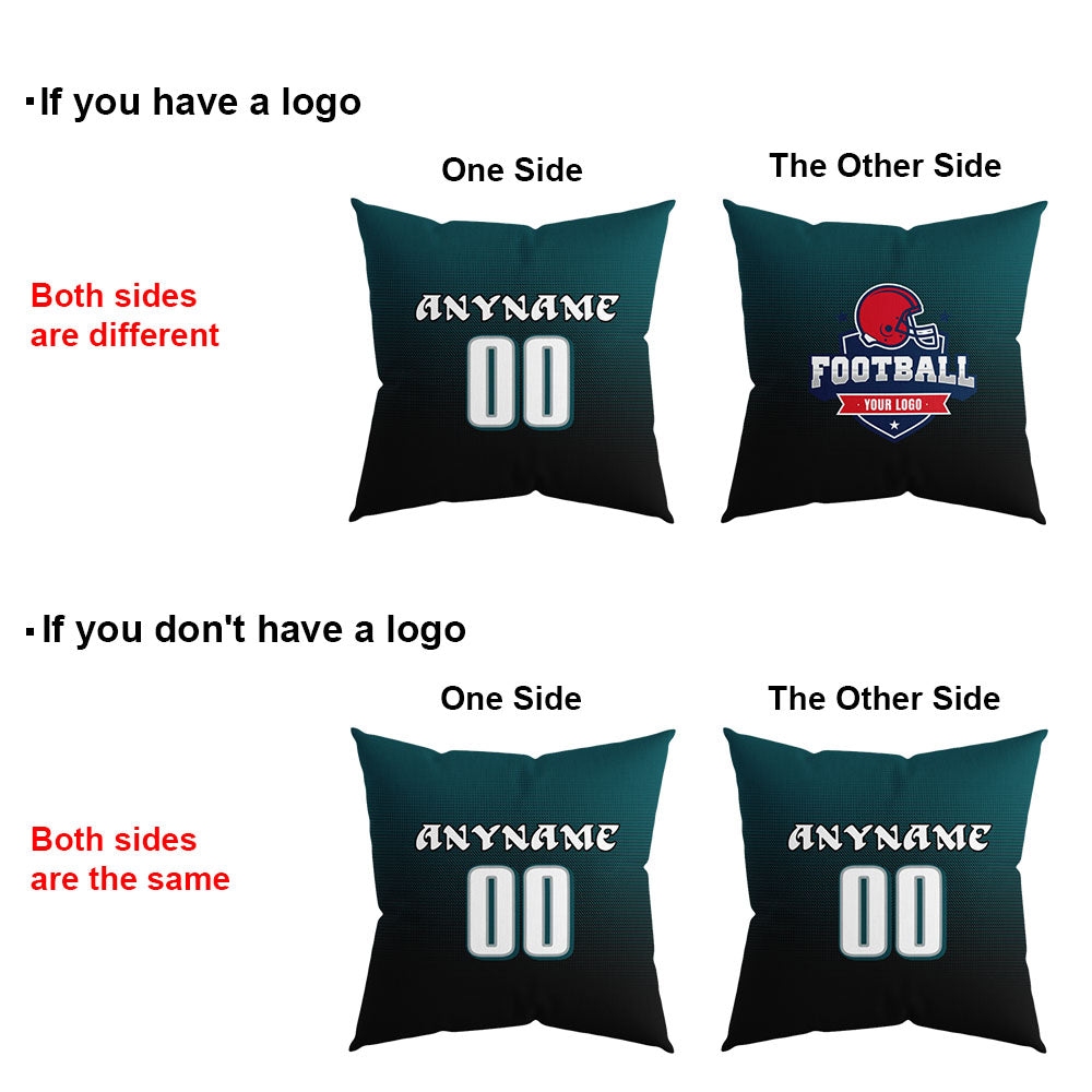 Custom Football Throw Pillow for Men Women Boy Gift Printed Your Personalized Name Number Midnight Green&Black&White
