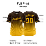Custom Full Print Design Baseball Jersey yellow-brown