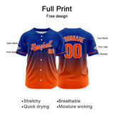 Custom Full Print Design Baseball Jersey orange-blue