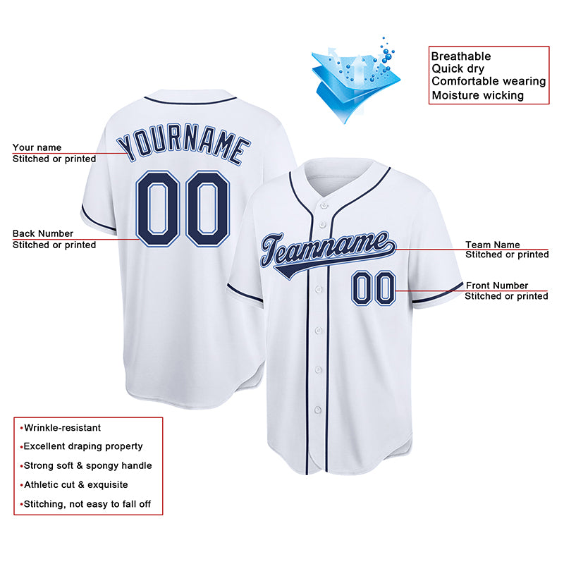 customized authentic baseball jersey navy-white mesh