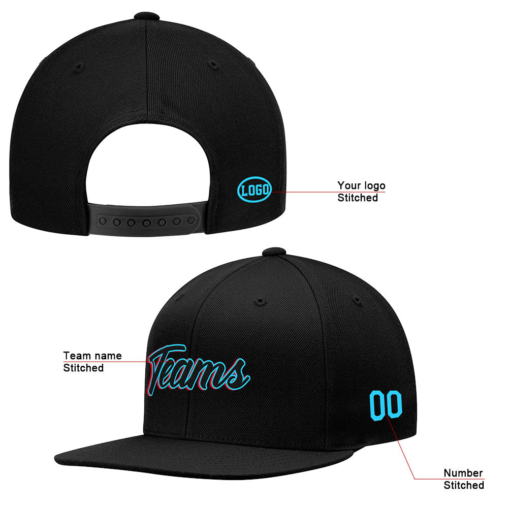 custom authentic hat black-light blue-red