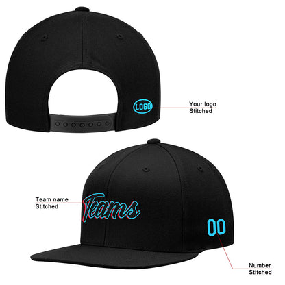 custom authentic hat black-light blue-red