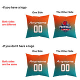 Custom Football Throw Pillow for Men Women Boy Gift Printed Your Personalized Name Number Orange&Aqua&White
