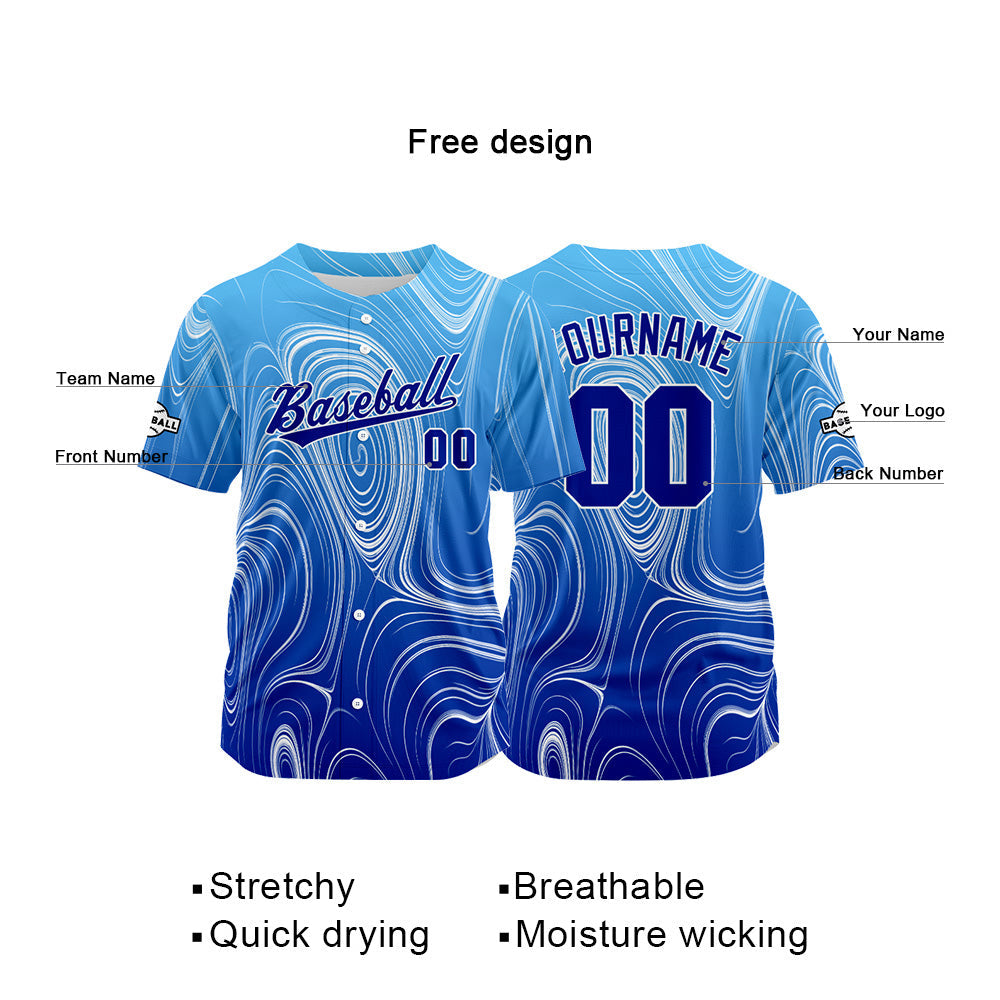 Custom Full Print Design  Baseball Jersey blue