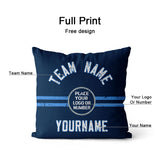 Custom Football Throw Pillow for Men Women Boy Gift Printed Your Personalized Name Number Navy & Blue & White