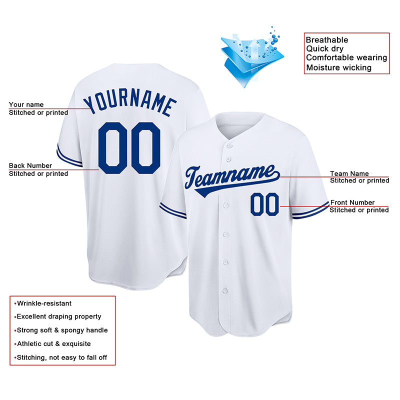 customized authentic baseball jersey white-royal mesh