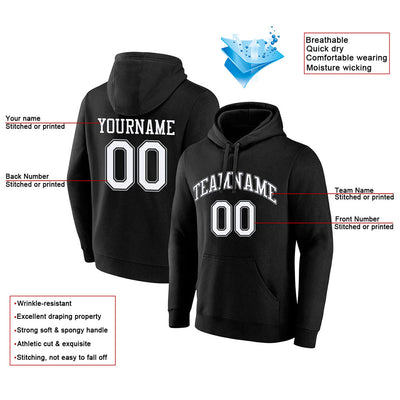 custom authentic pullover sweatshirt hoodie black-white-gray