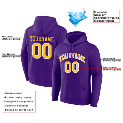 custom authentic pullover sweatshirt hoodie purple-yellow-white