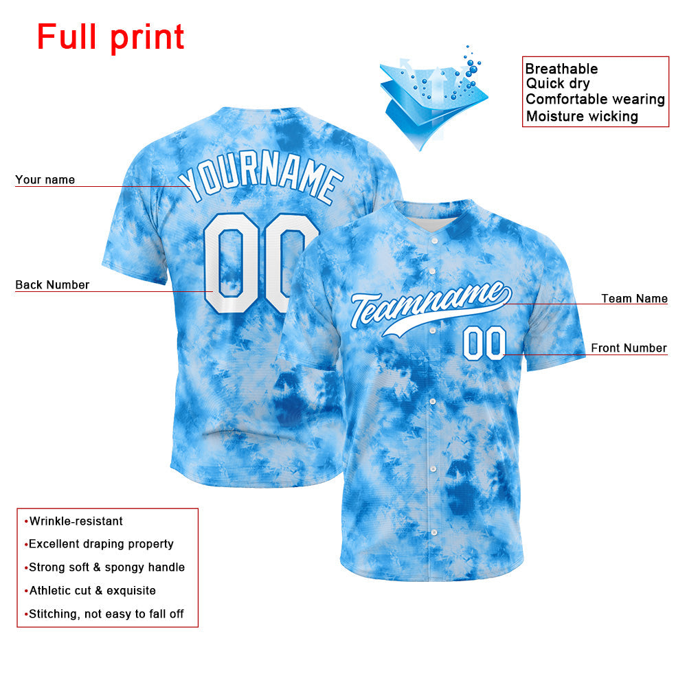 Custom Full Print Design Baseball Jersey tie-dyed
