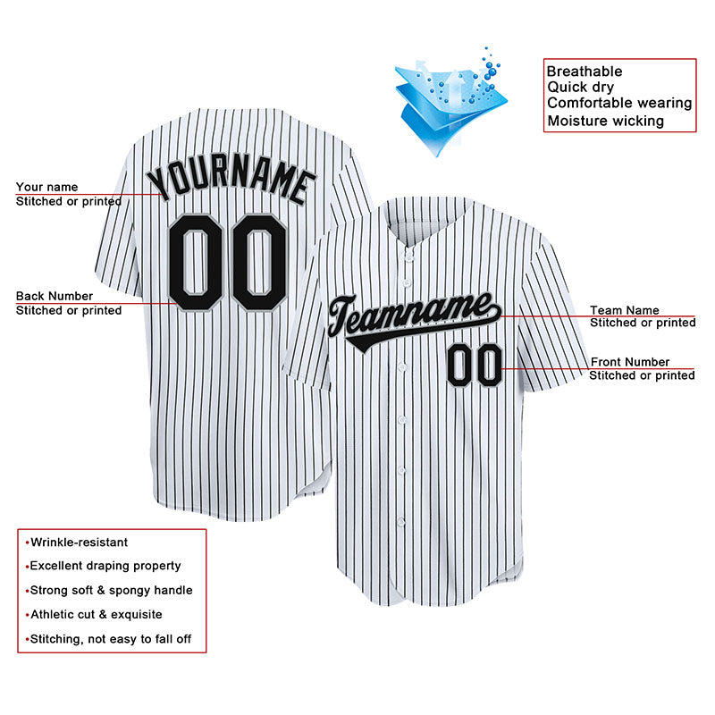 custom authentic baseball jersey black pinstripe-black-gray mesh