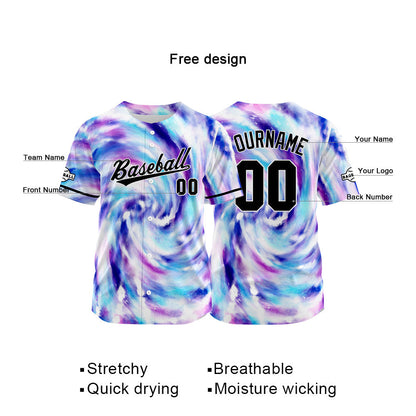 Custom Full Print Design Baseball Jersey purple-blue