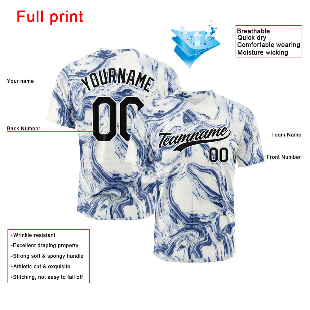 Custom Full Print Design Baseball Jersey fluid