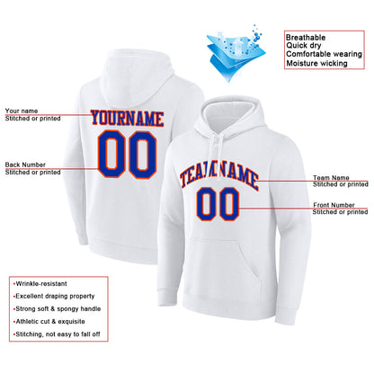 custom authentic pullover sweatshirt hoodie white-vlue-orange