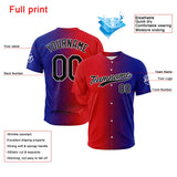 Custom Full Print Design Baseball Jersey Red-Royal