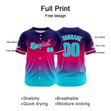 Custom Full Print Design Baseball Jersey light blue-red-navy