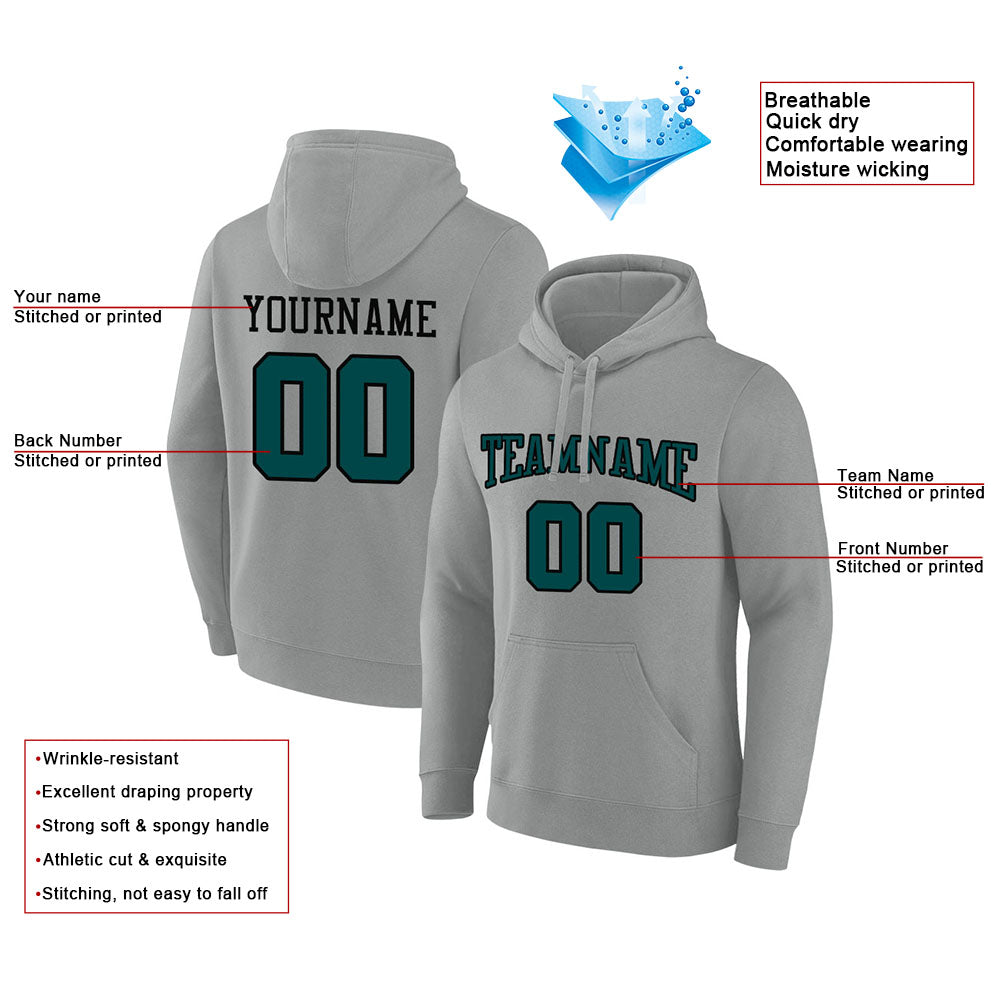 custom authentic pullover sweatshirt hoodie gray-green-black
