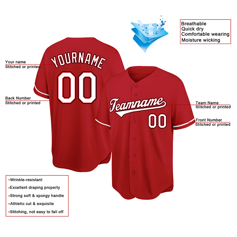 Customized Authentic Baseball Jersey Red-White-Black Mesh – Vients