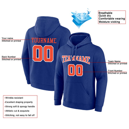 custom authentic pullover sweatshirt hoodie rayal-orange-white