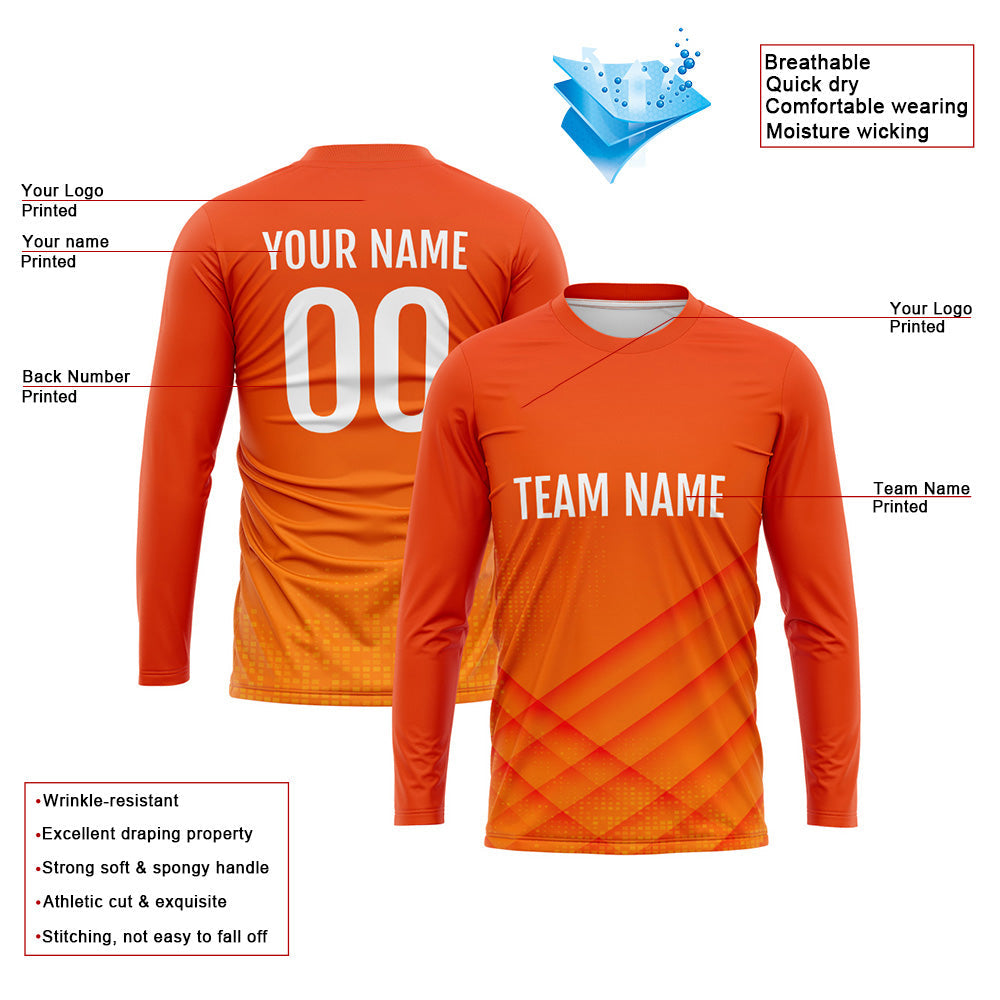 Custom Basketball Soccer Football Shooting Long T-Shirt for Adults and Kids Orange