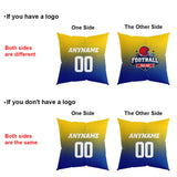 Custom Football Throw Pillow for Men Women Boy Gift Printed Your Personalized Name Number Yellow&Blue&White