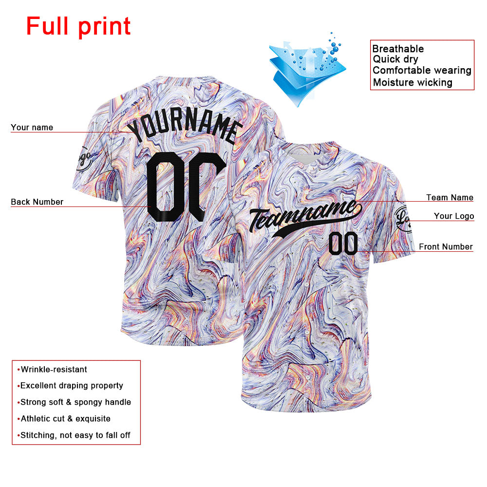 Custom Full Print Design Baseball Jersey Fluid-White
