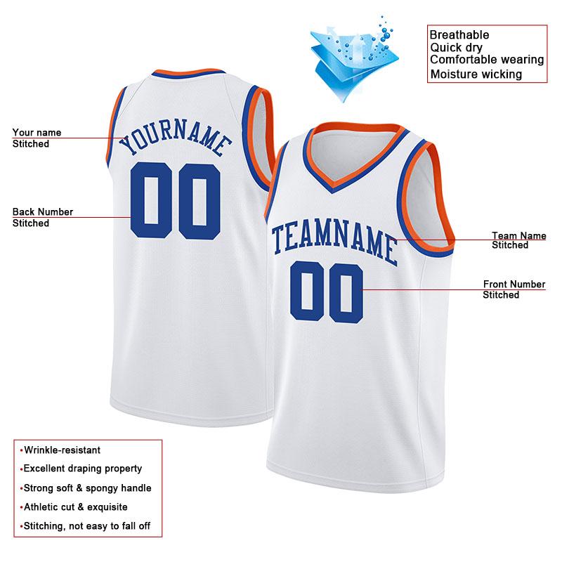 custom authentic  basketball jersey white-royal-orange