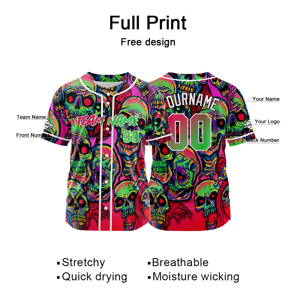 Custom Baseball Jersey Personalized Baseball Shirt for Men Women Kids Youth Teams Stitched and Print Pink&Green