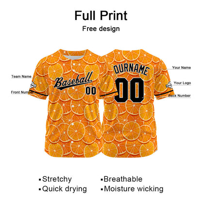Custom Full Print Design Baseball Jersey orange