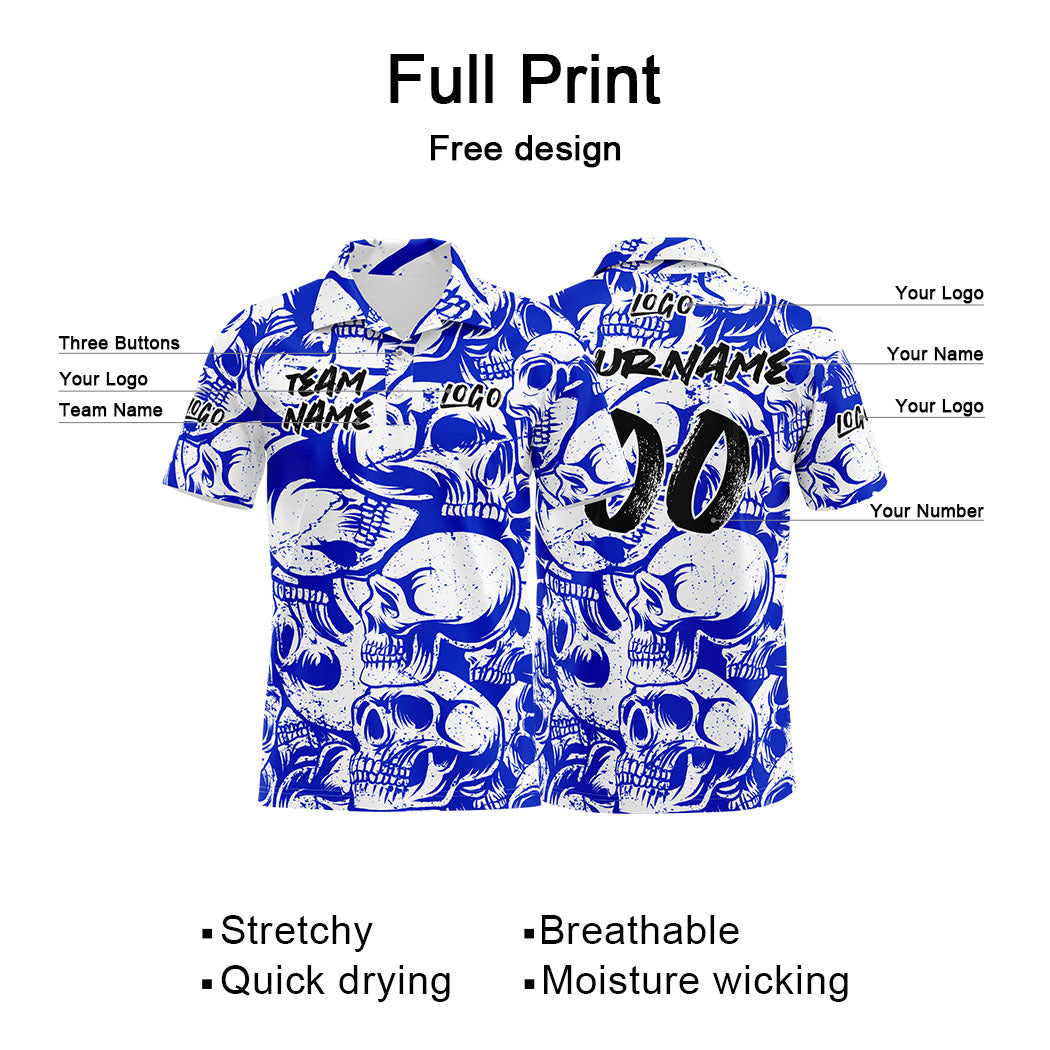 Custom Football Polo Shirts  Add Your Unique Logo/Name/Number Royal&White