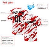 Custom Full Print Design Baseball Jersey red-white