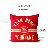Custom Football Throw Pillow for Men Women Boy Gift Printed Your Personalized Name Number Red & White & Gold