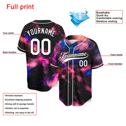 custom full print design authentic starry sky baseball jersey